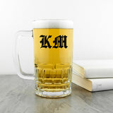 Personalised Medieval Text Monogram Beer Glass Tankard