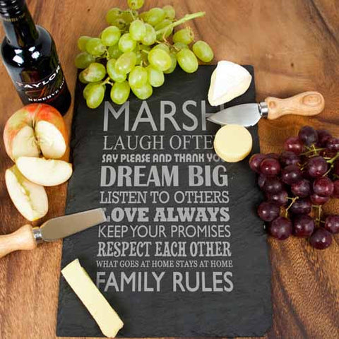 Personalised Large Family Rules Slate Board Gift