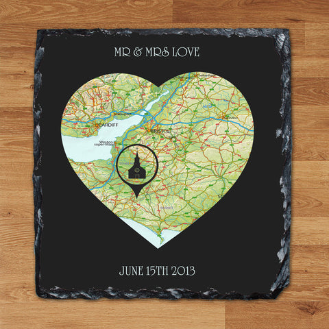 Our Special Place Personalised Slate Heart Wedding Anniversary Gift