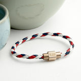 Personalised Men's Nautical Leather Bracelet With Engraved Gold Clasp
