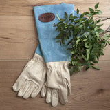 Personalised Blue Leather Gardening Gloves